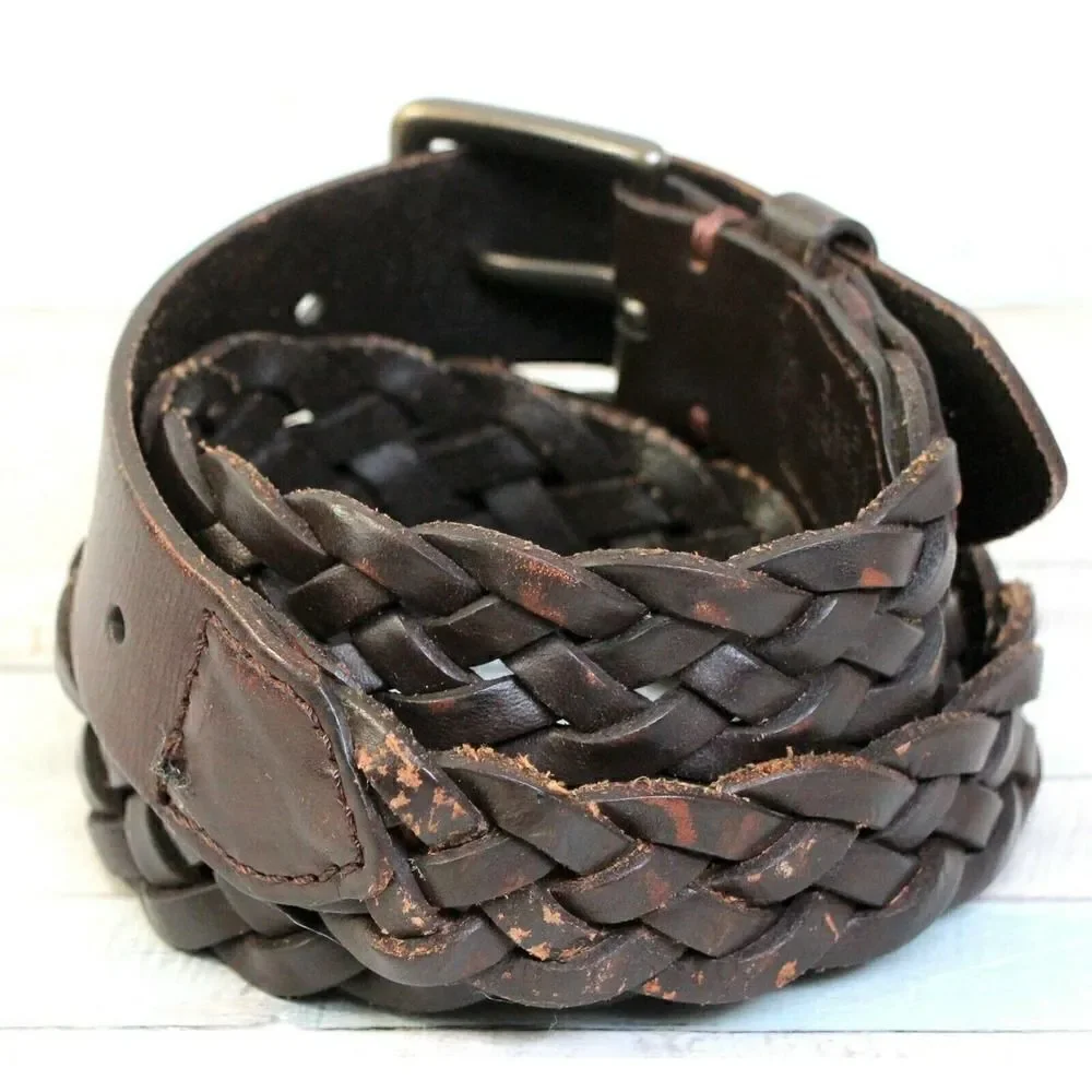 CLASSIC BRAIDED BROWN GENUINE LEATHER 1.25
